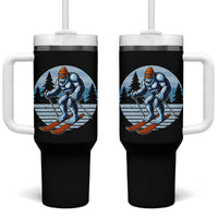 Funny Skiing Bigfoot Ski Winter Sport Yeti Snowboarder Skier Tumbler With Handle - Wonder Print Shop