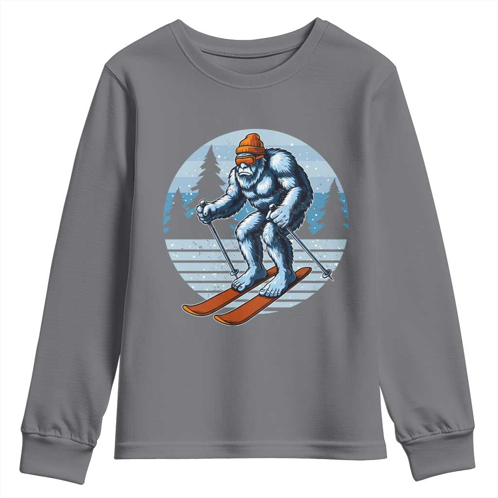 Funny Skiing Bigfoot Ski Winter Sport Yeti Snowboarder Skier Youth Sweatshirt - Wonder Print Shop