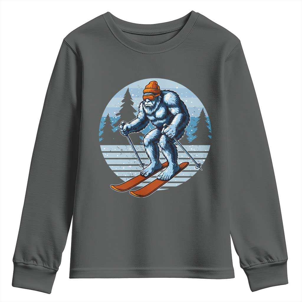 Funny Skiing Bigfoot Ski Winter Sport Yeti Snowboarder Skier Youth Sweatshirt - Wonder Print Shop