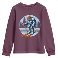 Funny Skiing Bigfoot Ski Winter Sport Yeti Snowboarder Skier Youth Sweatshirt - Wonder Print Shop
