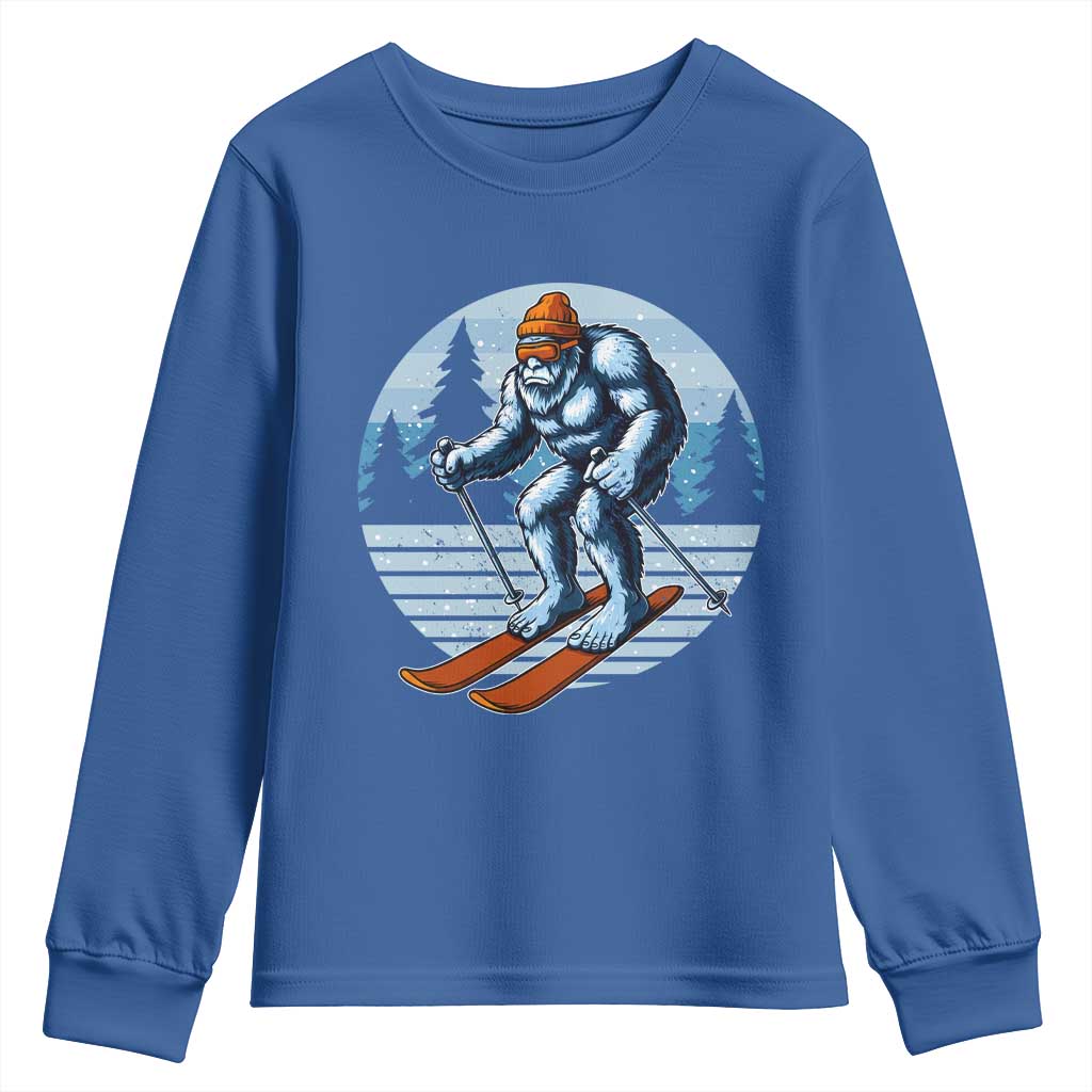 Funny Skiing Bigfoot Ski Winter Sport Yeti Snowboarder Skier Youth Sweatshirt - Wonder Print Shop