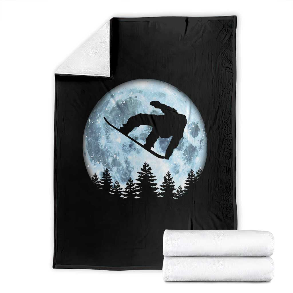 Snowboard Moon Snowboarding Winter Sports Throw Blanket - Wonder Print Shop