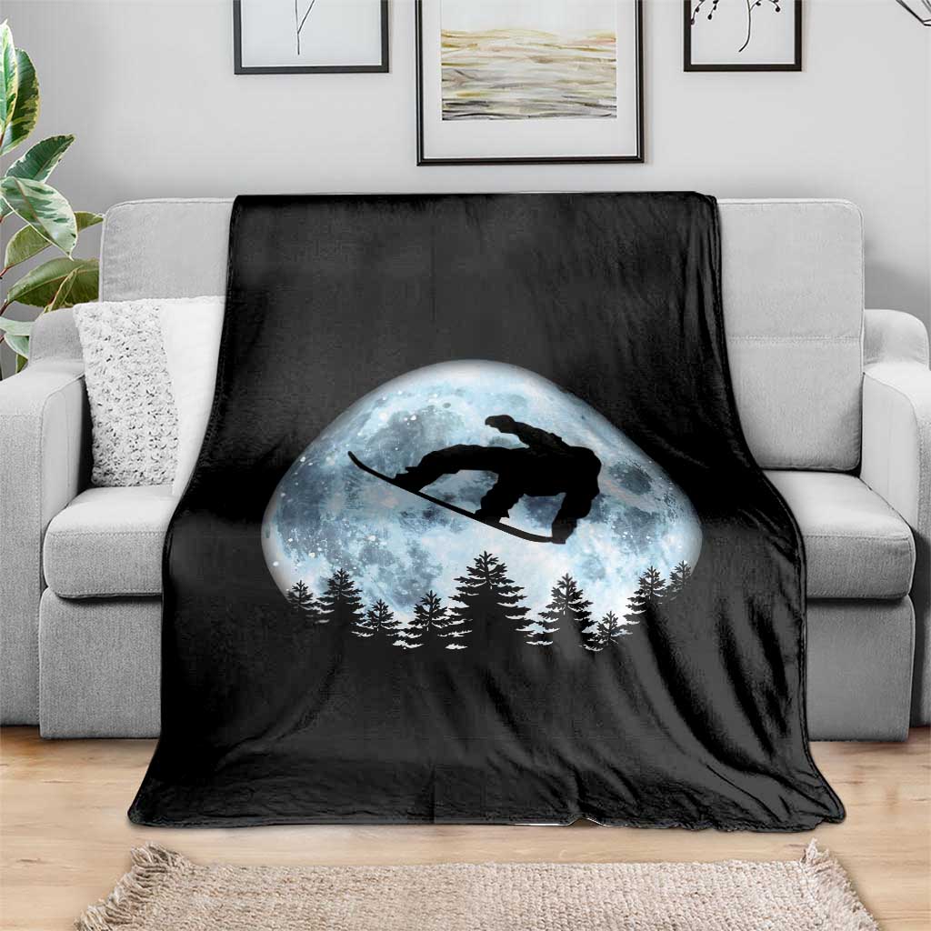 Snowboard Moon Snowboarding Winter Sports Throw Blanket - Wonder Print Shop