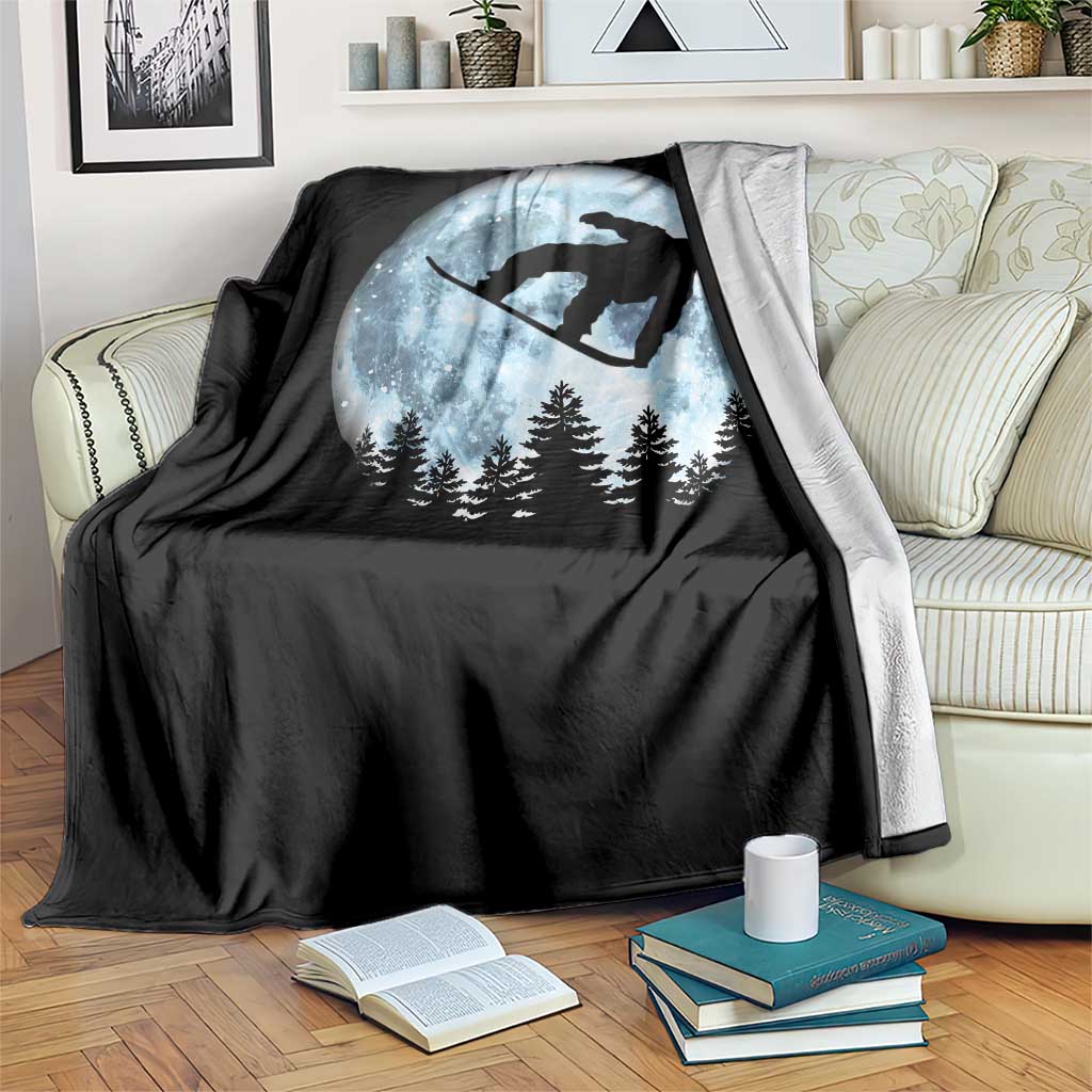Snowboard Moon Snowboarding Winter Sports Throw Blanket - Wonder Print Shop