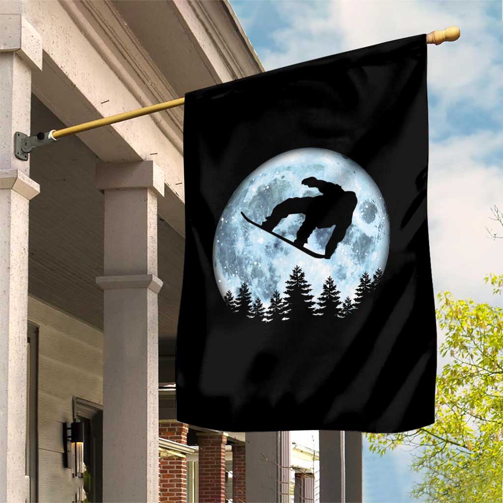 Snowboard Moon Snowboarding Winter Sports Garden Flag - Wonder Print Shop