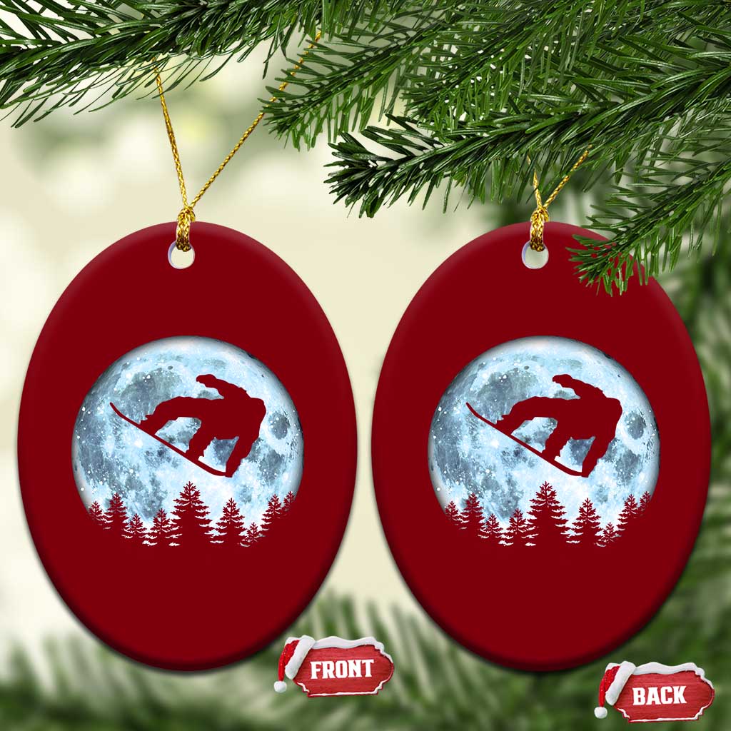 Snowboard Moon Snowboarding Winter Sports Ceramic Ornament - Wonder Print Shop