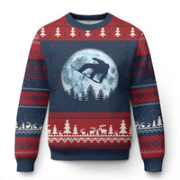 Snowboard Moon Snowboarding Winter Sports Ugly Christmas Sweater - Wonder Print Shop