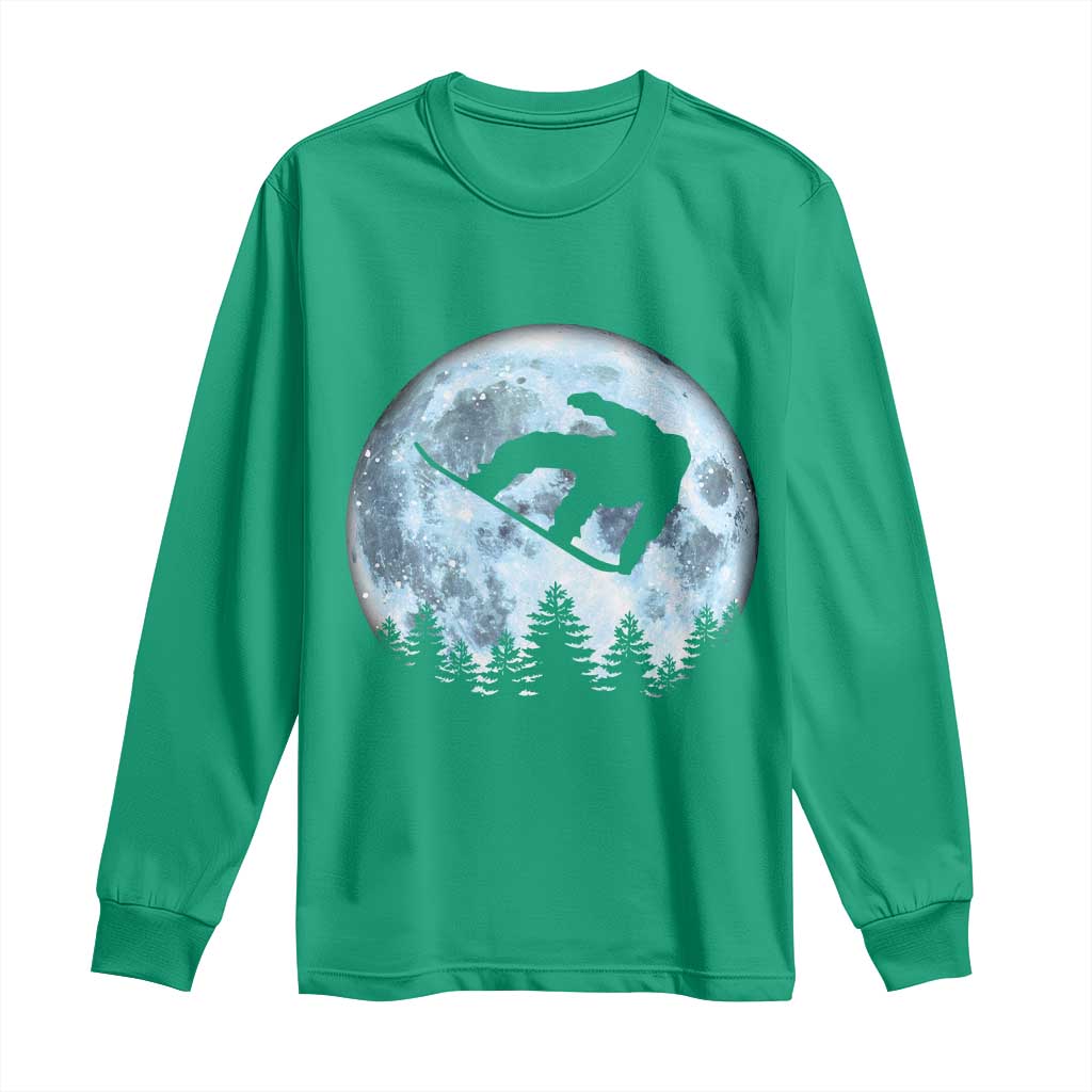 Snowboard Moon Snowboarding Winter Sports Long Sleeve Shirt - Wonder Print Shop