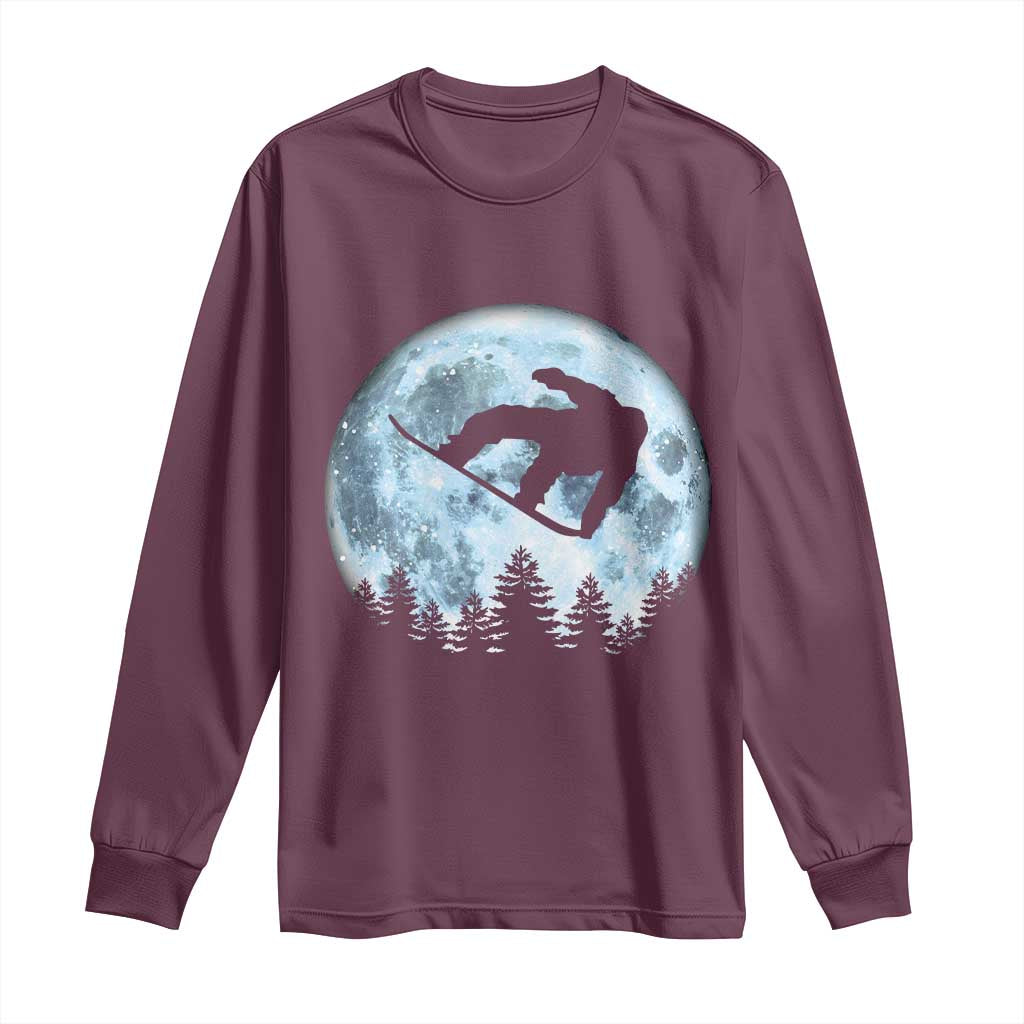 Snowboard Moon Snowboarding Winter Sports Long Sleeve Shirt - Wonder Print Shop