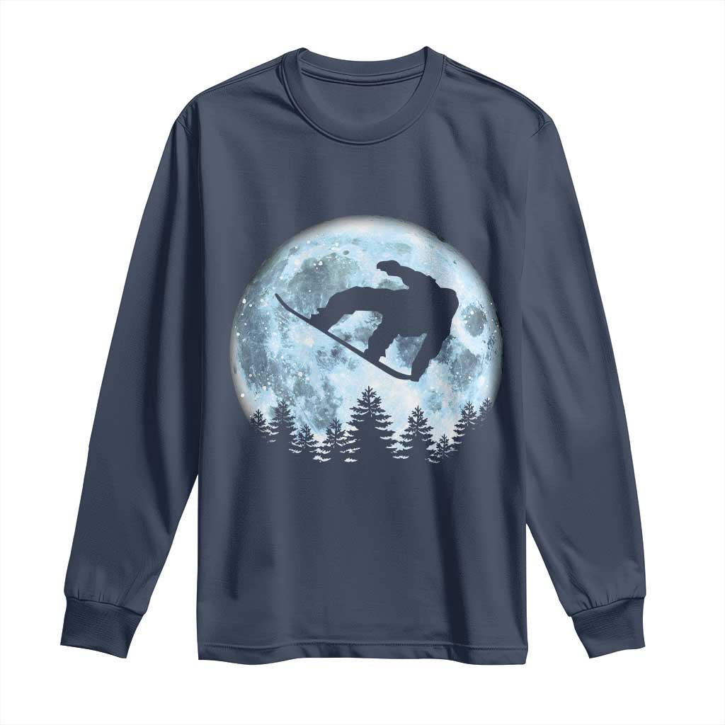 Snowboard Moon Snowboarding Winter Sports Long Sleeve Shirt - Wonder Print Shop