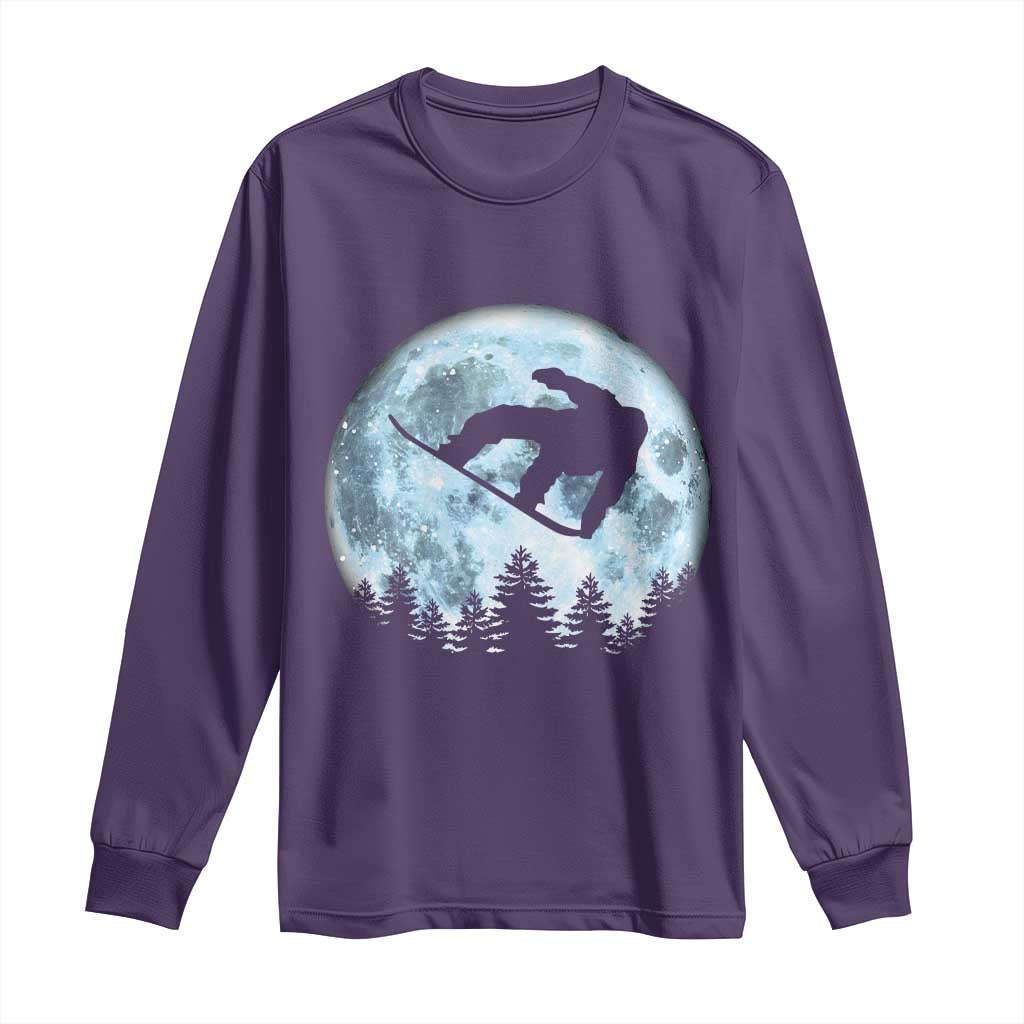 Snowboard Moon Snowboarding Winter Sports Long Sleeve Shirt - Wonder Print Shop