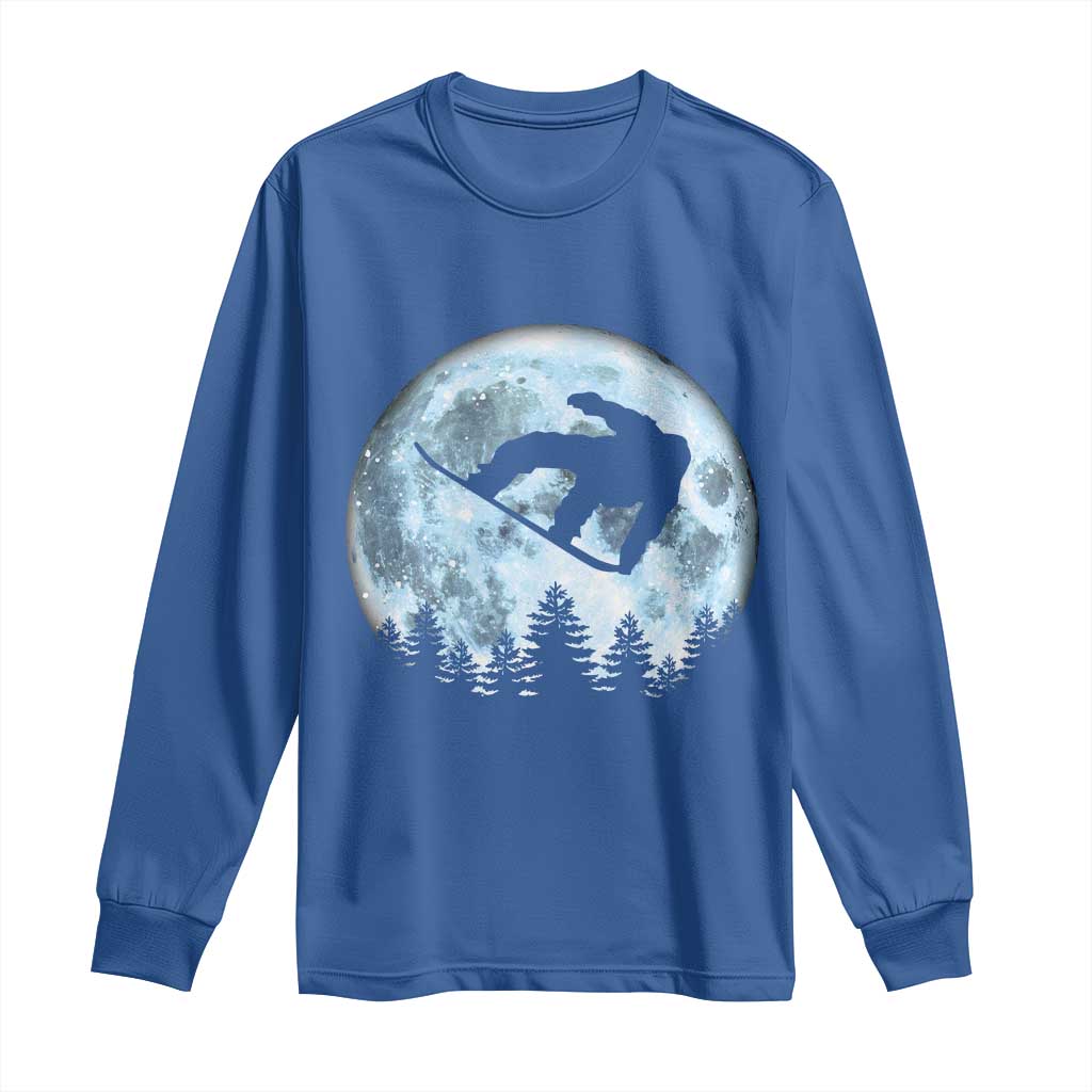 Snowboard Moon Snowboarding Winter Sports Long Sleeve Shirt - Wonder Print Shop