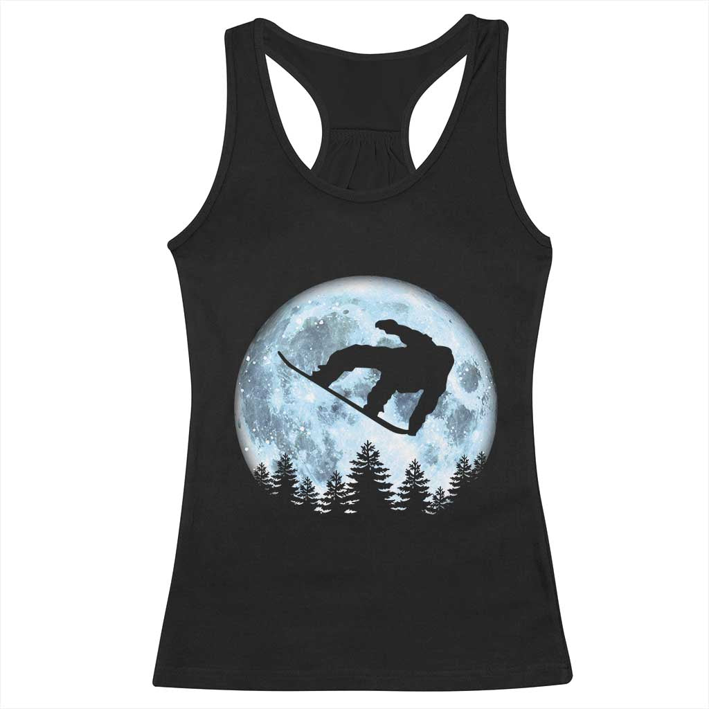 Snowboard Moon Snowboarding Winter Sports Racerback Tank Top - Wonder Print Shop