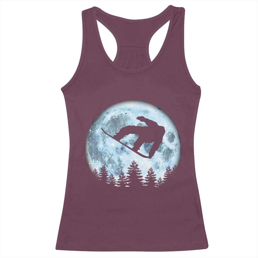 Snowboard Moon Snowboarding Winter Sports Racerback Tank Top - Wonder Print Shop