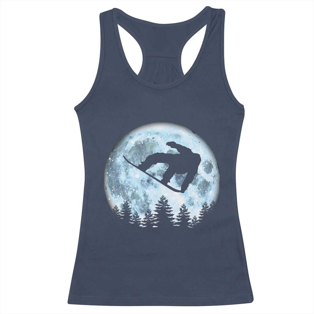 Snowboard Moon Snowboarding Winter Sports Racerback Tank Top - Wonder Print Shop