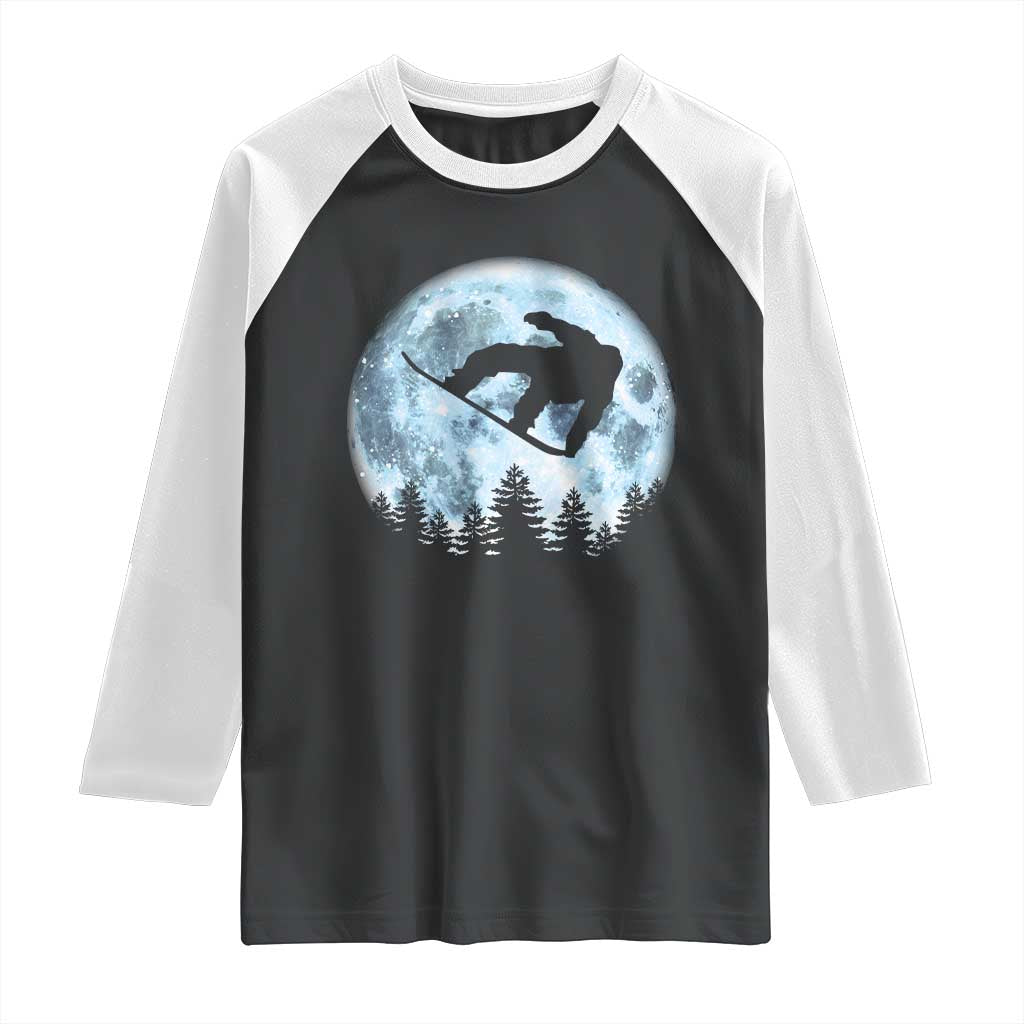 Snowboard Moon Snowboarding Winter Sports Raglan Shirt - Wonder Print Shop