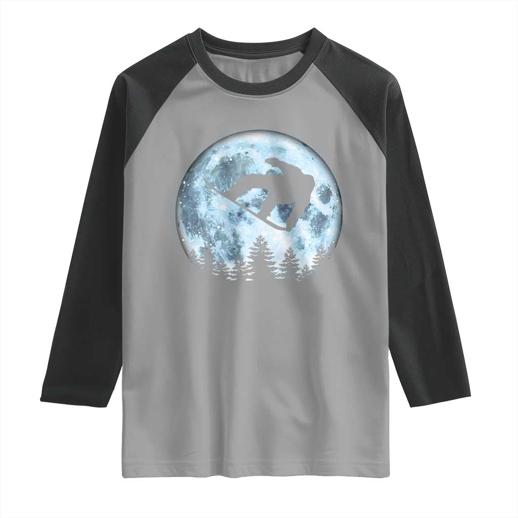 Snowboard Moon Snowboarding Winter Sports Raglan Shirt - Wonder Print Shop
