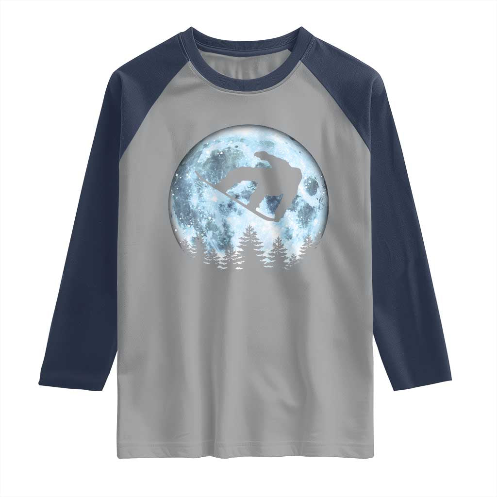 Snowboard Moon Snowboarding Winter Sports Raglan Shirt - Wonder Print Shop