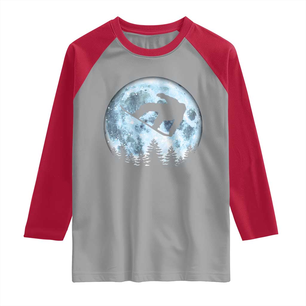 Snowboard Moon Snowboarding Winter Sports Raglan Shirt - Wonder Print Shop
