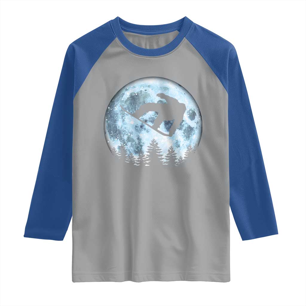 Snowboard Moon Snowboarding Winter Sports Raglan Shirt - Wonder Print Shop