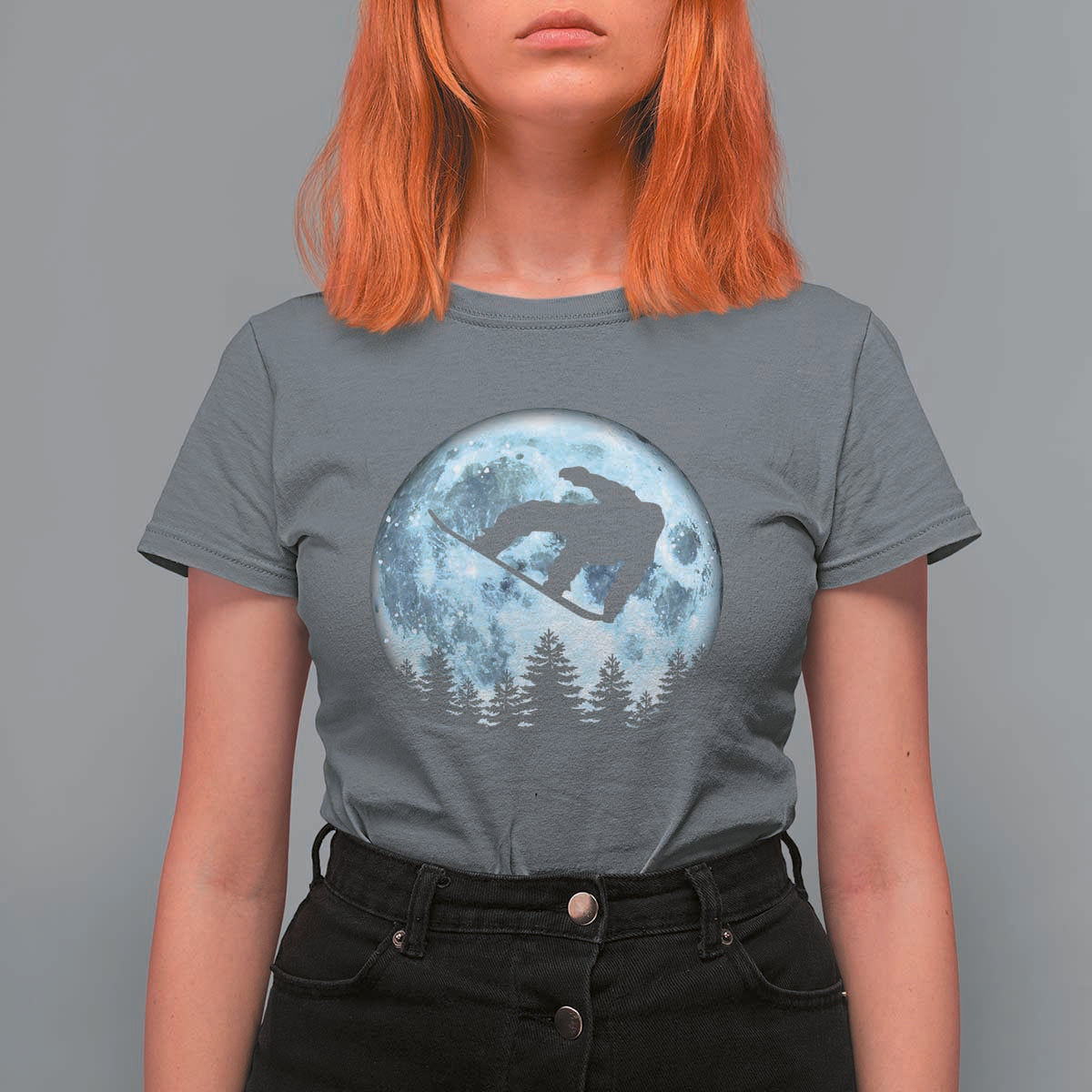 Snowboard Moon Snowboarding Winter Sports T Shirt For Women - Wonder Print Shop