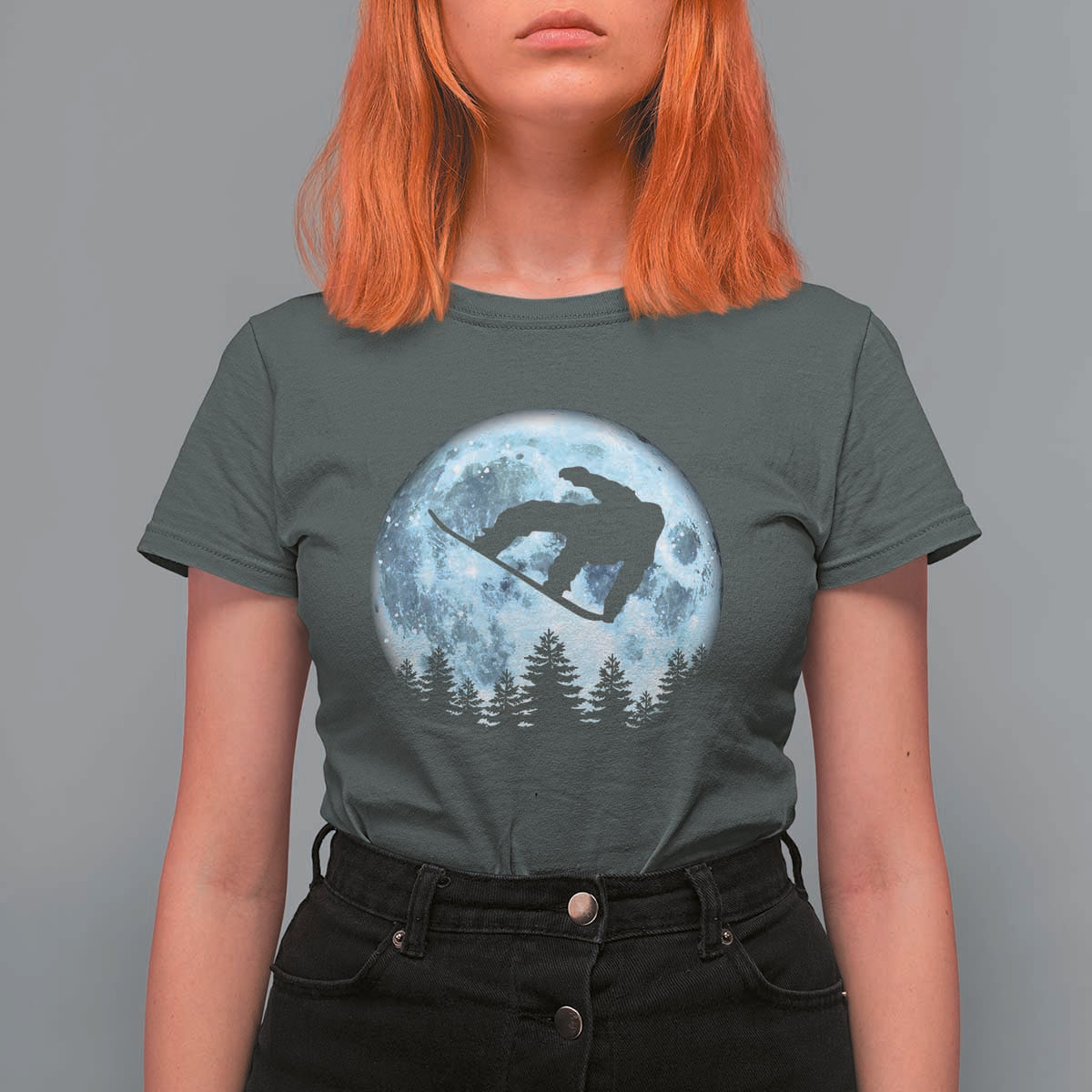 Snowboard Moon Snowboarding Winter Sports T Shirt For Women - Wonder Print Shop