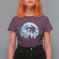 Snowboard Moon Snowboarding Winter Sports T Shirt For Women - Wonder Print Shop