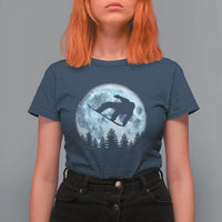 Snowboard Moon Snowboarding Winter Sports T Shirt For Women - Wonder Print Shop