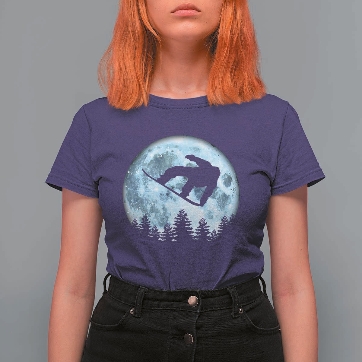 Snowboard Moon Snowboarding Winter Sports T Shirt For Women - Wonder Print Shop