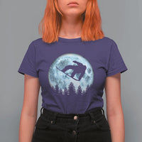 Snowboard Moon Snowboarding Winter Sports T Shirt For Women - Wonder Print Shop