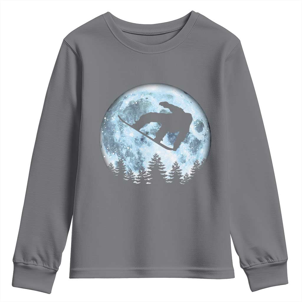 Snowboard Moon Snowboarding Winter Sports Youth Sweatshirt - Wonder Print Shop