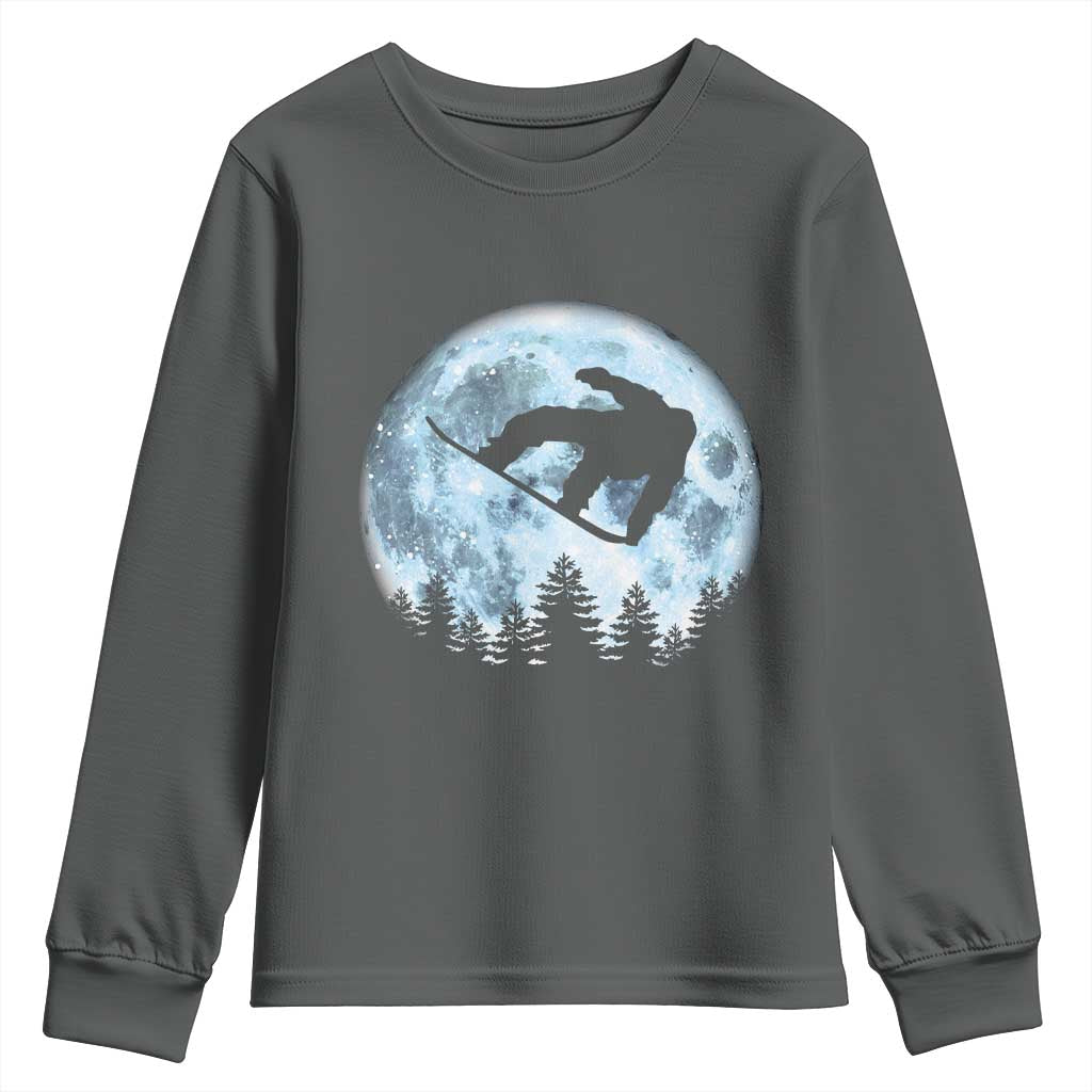 Snowboard Moon Snowboarding Winter Sports Youth Sweatshirt - Wonder Print Shop