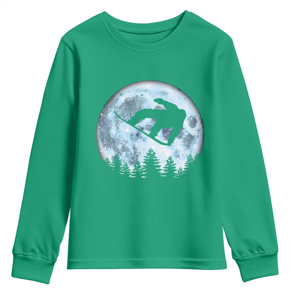 Snowboard Moon Snowboarding Winter Sports Youth Sweatshirt - Wonder Print Shop