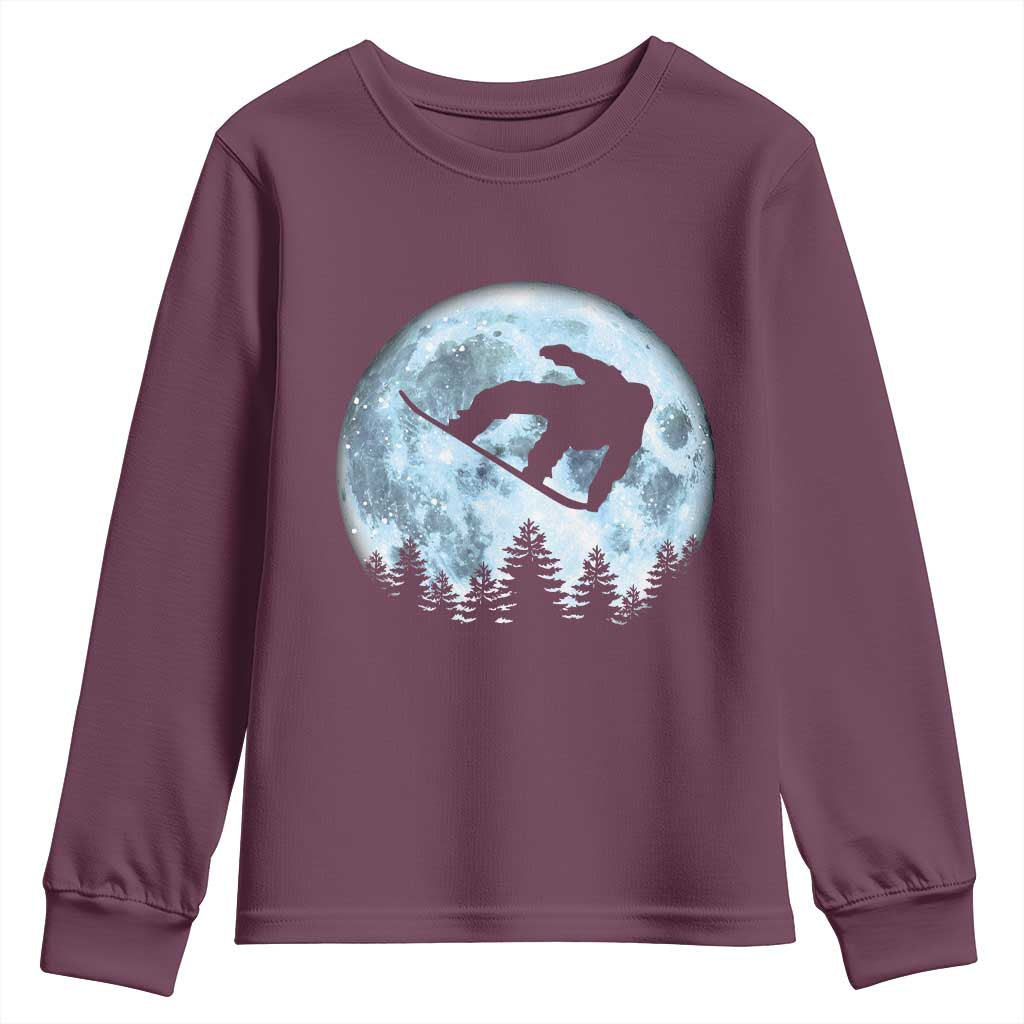 Snowboard Moon Snowboarding Winter Sports Youth Sweatshirt - Wonder Print Shop