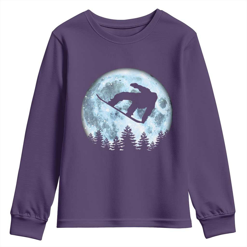 Snowboard Moon Snowboarding Winter Sports Youth Sweatshirt - Wonder Print Shop