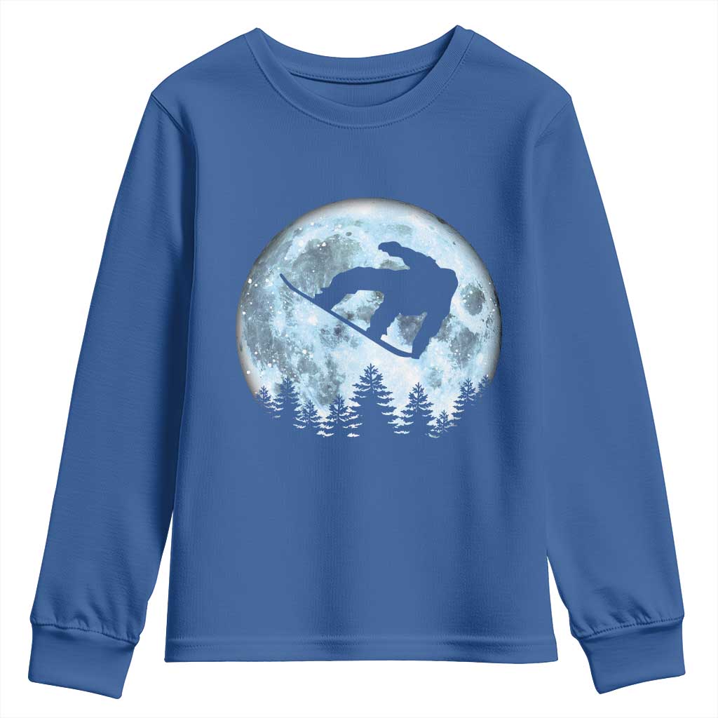 Snowboard Moon Snowboarding Winter Sports Youth Sweatshirt - Wonder Print Shop