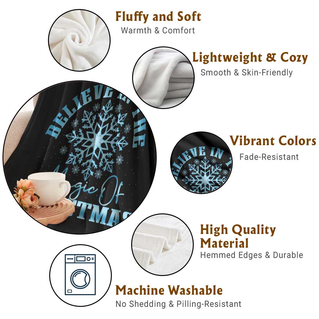 Believe In The Magic Of Christmas Throw Blanket Xmas Snowflake - Wonder Print Shop