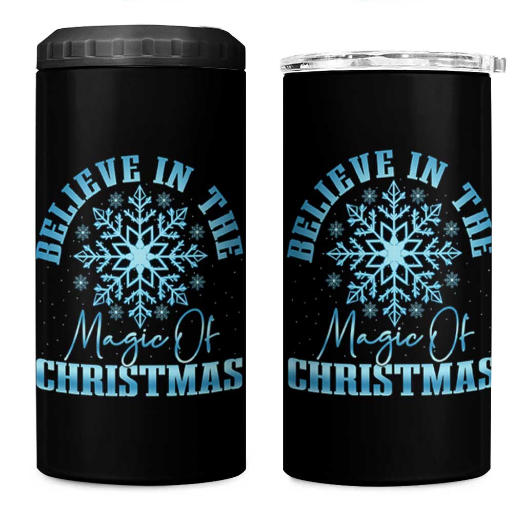Believe In The Magic Of Christmas 4 in 1 Can Cooler Tumbler Xmas Snowflake - Wonder Print Shop