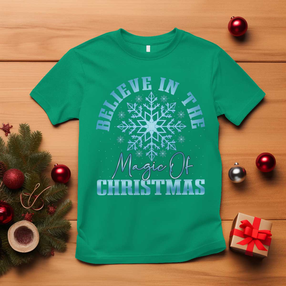 Believe In The Magic Of Christmas T Shirt Xmas Snowflake - Wonder Print Shop