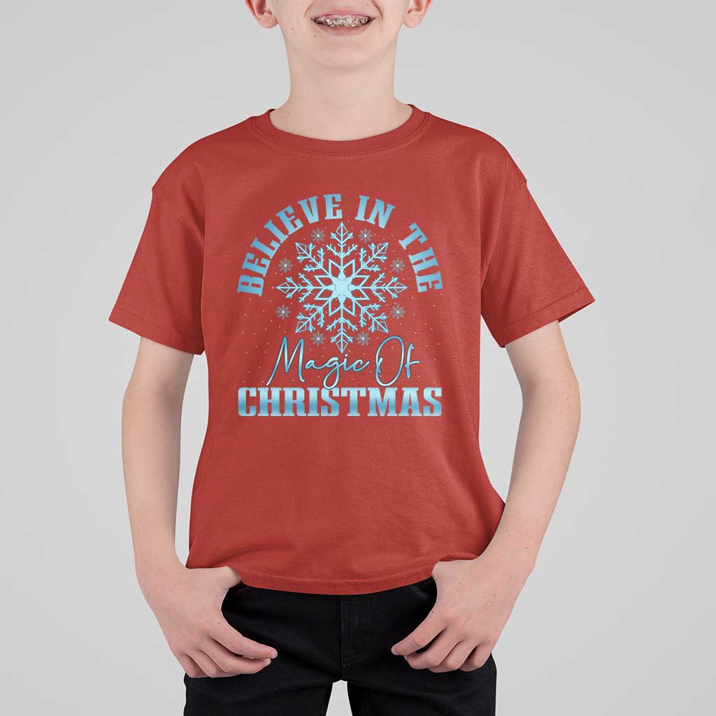 Believe In The Magic Of Christmas T Shirt For Kid Xmas Snowflake - Wonder Print Shop