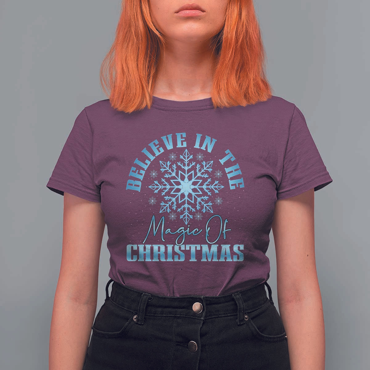 Believe In The Magic Of Christmas T Shirt For Women Xmas Snowflake - Wonder Print Shop