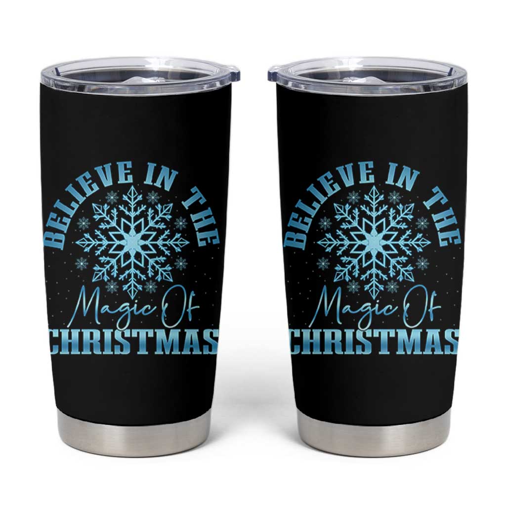 Believe In The Magic Of Christmas Tumbler Cup Xmas Snowflake - Wonder Print Shop