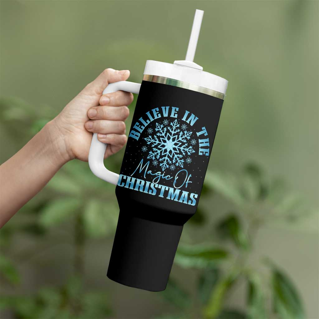 Believe In The Magic Of Christmas Tumbler With Handle Xmas Snowflake - Wonder Print Shop