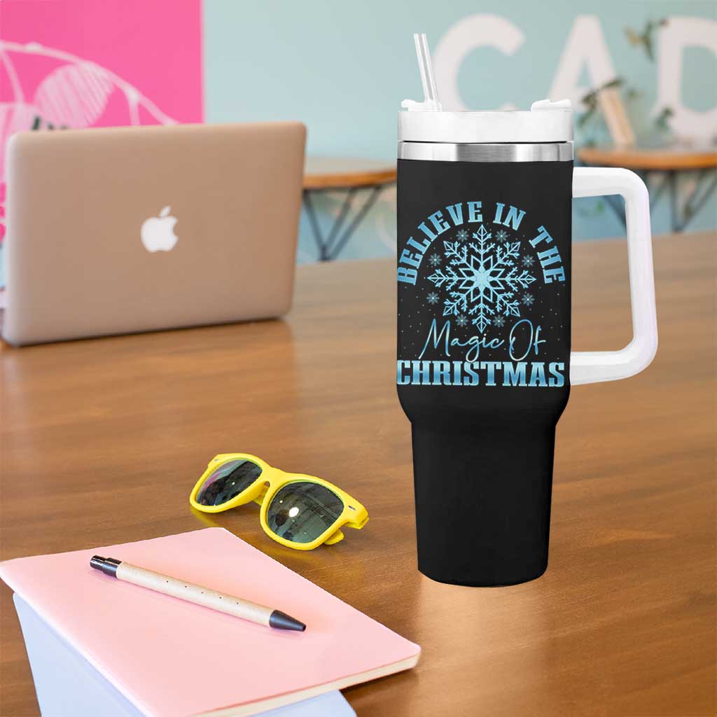 Believe In The Magic Of Christmas Tumbler With Handle Xmas Snowflake - Wonder Print Shop