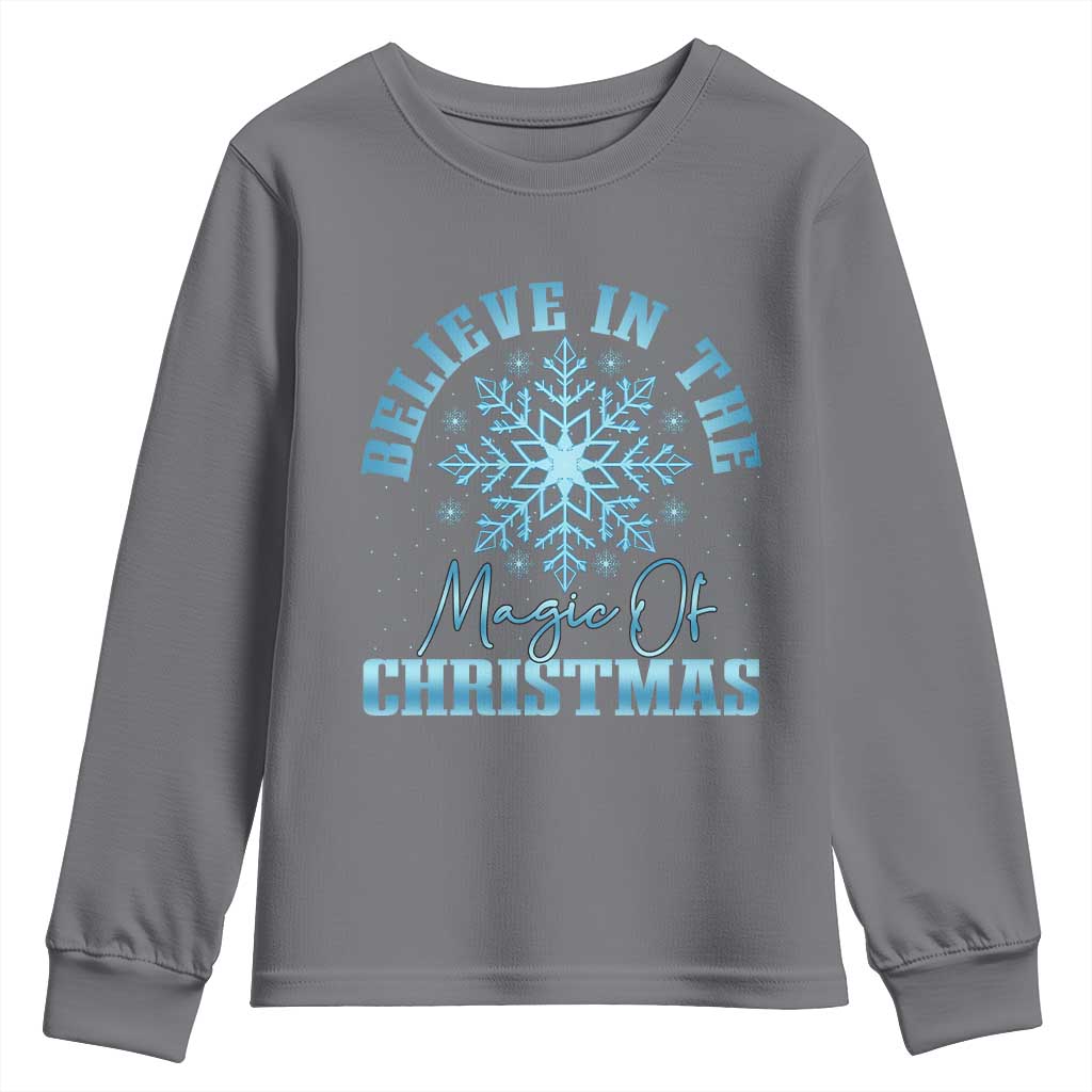 Believe In The Magic Of Christmas Youth Sweatshirt Xmas Snowflake - Wonder Print Shop