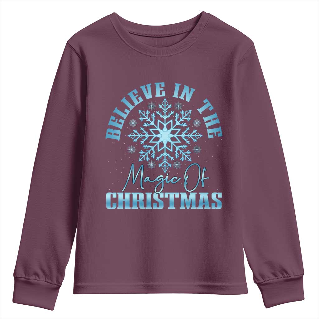 Believe In The Magic Of Christmas Youth Sweatshirt Xmas Snowflake - Wonder Print Shop