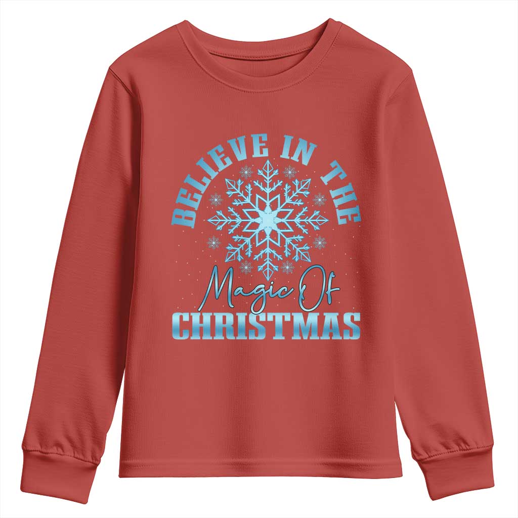 Believe In The Magic Of Christmas Youth Sweatshirt Xmas Snowflake - Wonder Print Shop