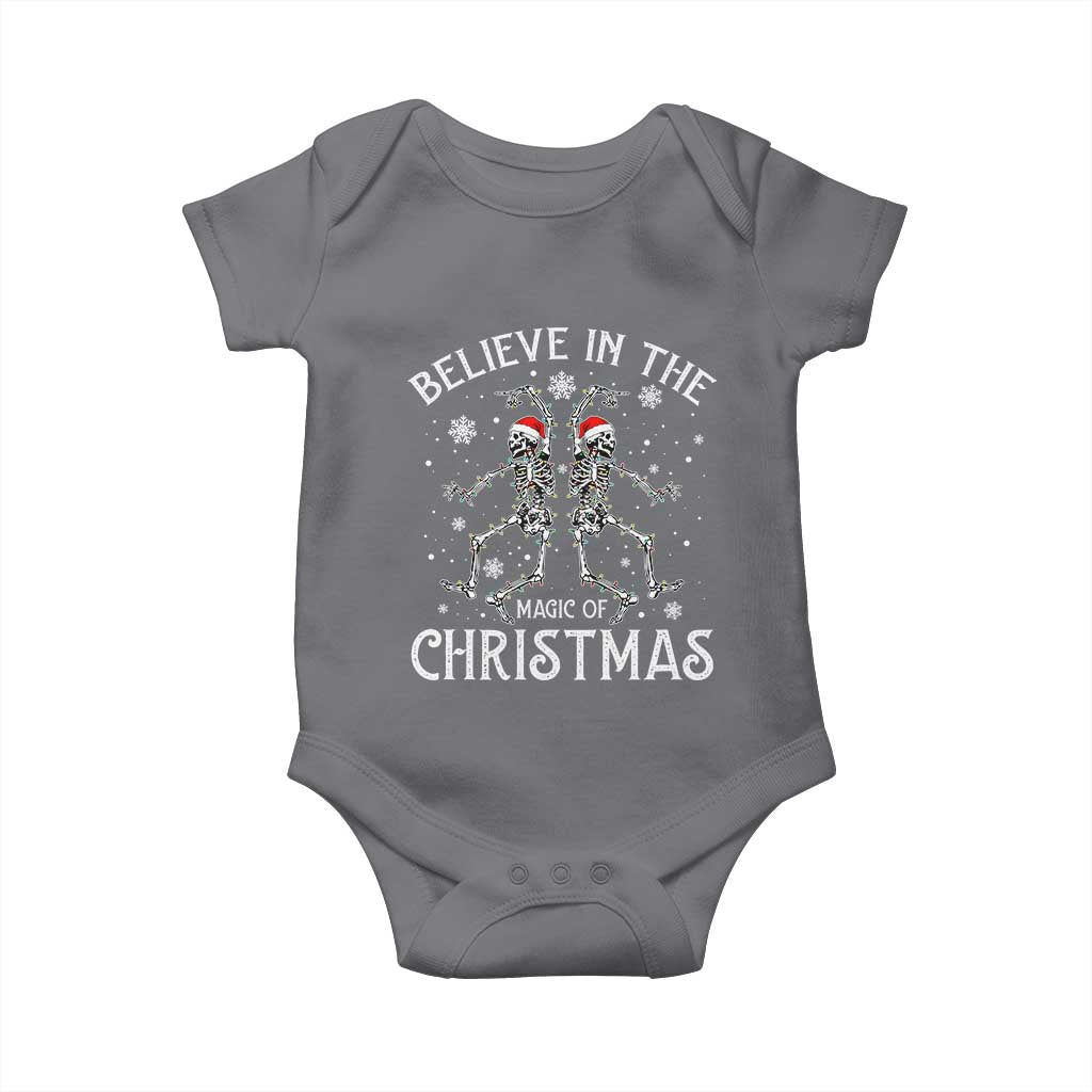 Funny Believe In The Magic Of Christmas Baby Onesie Xmas Skeleton - Wonder Print Shop