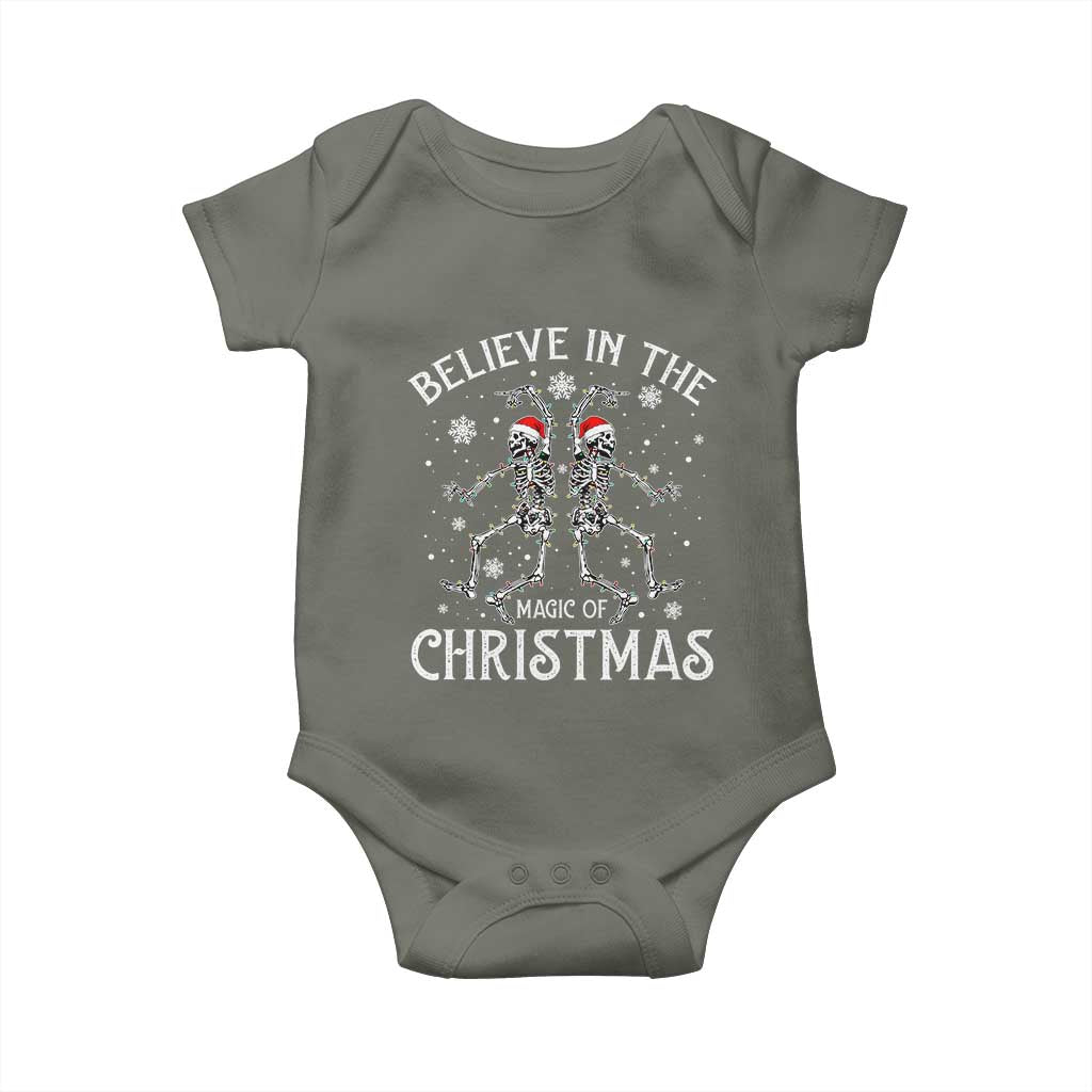 Funny Believe In The Magic Of Christmas Baby Onesie Xmas Skeleton - Wonder Print Shop