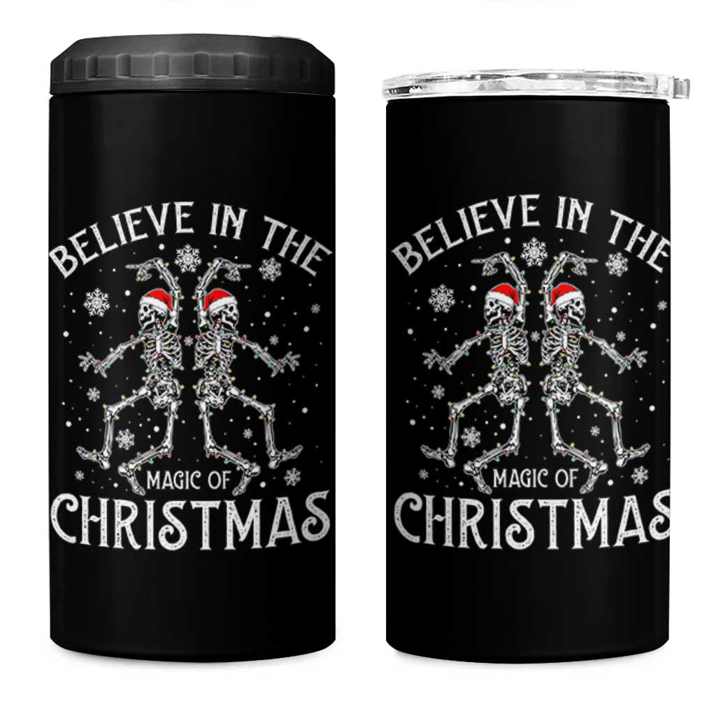Funny Believe In The Magic Of Christmas 4 in 1 Can Cooler Tumbler Xmas Skeleton - Wonder Print Shop